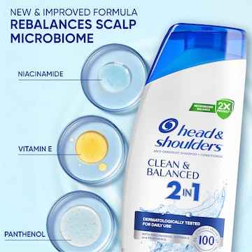 Head & Shoulders Clean & Balanced 2 In 1 Dandruff Shampoo & Conditioner 350mL