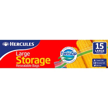 Hercules Resealable Large Storage Bags 15 pack