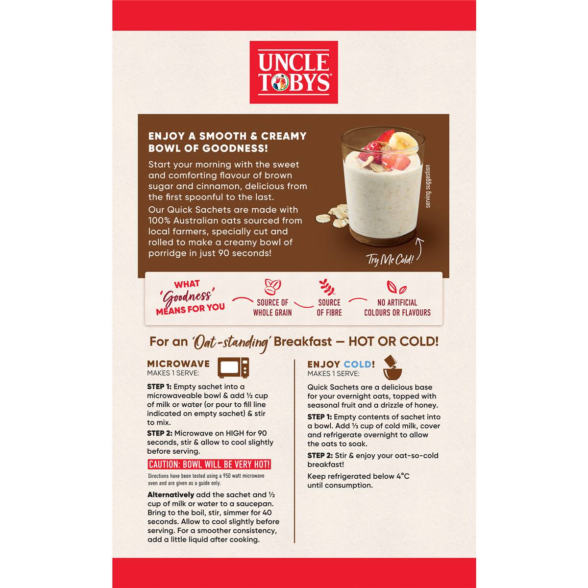 Uncle Tobys Oats Sachets Brown Sugar & Cinnamon 10 pack 350g