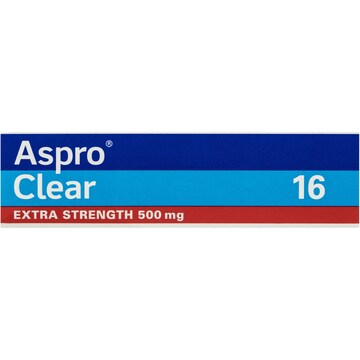 Aspro Clear Extra Strength Pain Relief Soluble Tablets 16 pack