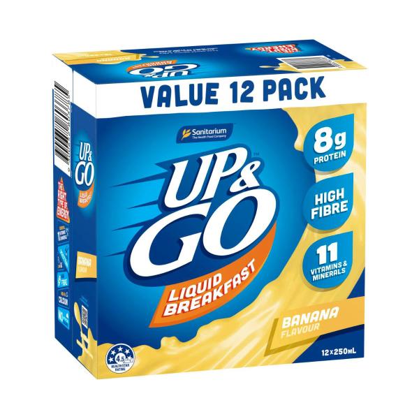 SANITARIUM UP&GO LIQUID BREAKFAST FRIDGE PACK 12X250ML:BANANA:.:3 LITRE