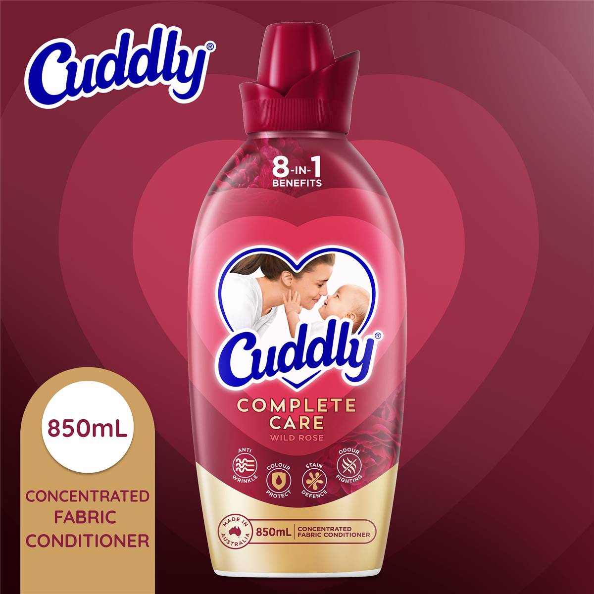 Cuddly Concentrate Fabric Conditioner Complete Care Wild Rose 850ml