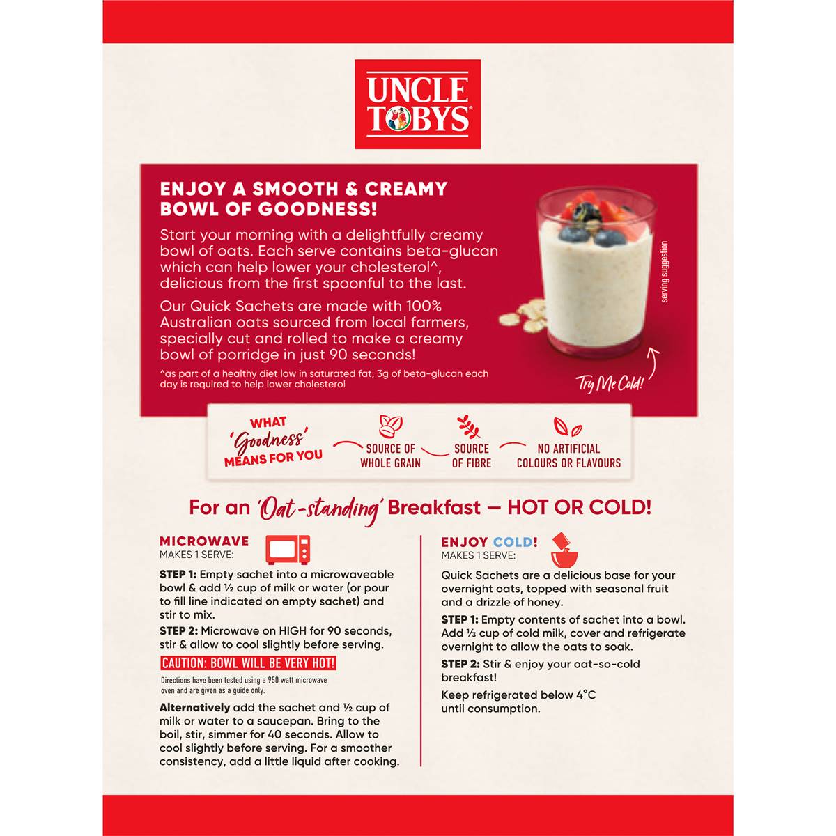 Uncle Tobys Oats Quick Sachets Family Pack Original Porridge 680g