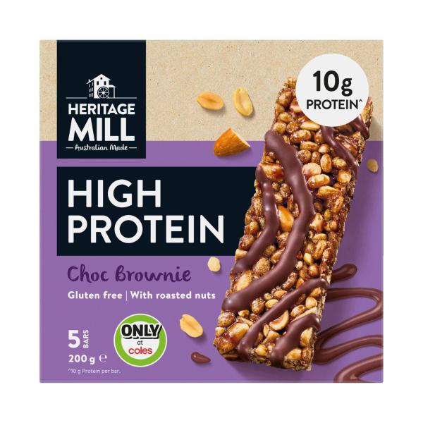 HERITAGE MILL HIGH PROTEIN BARS CHOC BROWNIE 200G