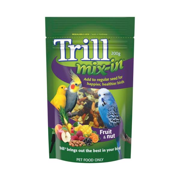 TRILL MIX-IN DRY BIRD SEED FOOD FRUIT & NUTS 200G POUCH