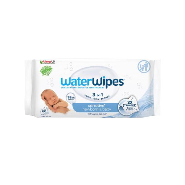 WATERWIPES BABY & NEWBORN SENSITIVE WIPES 60 PACK