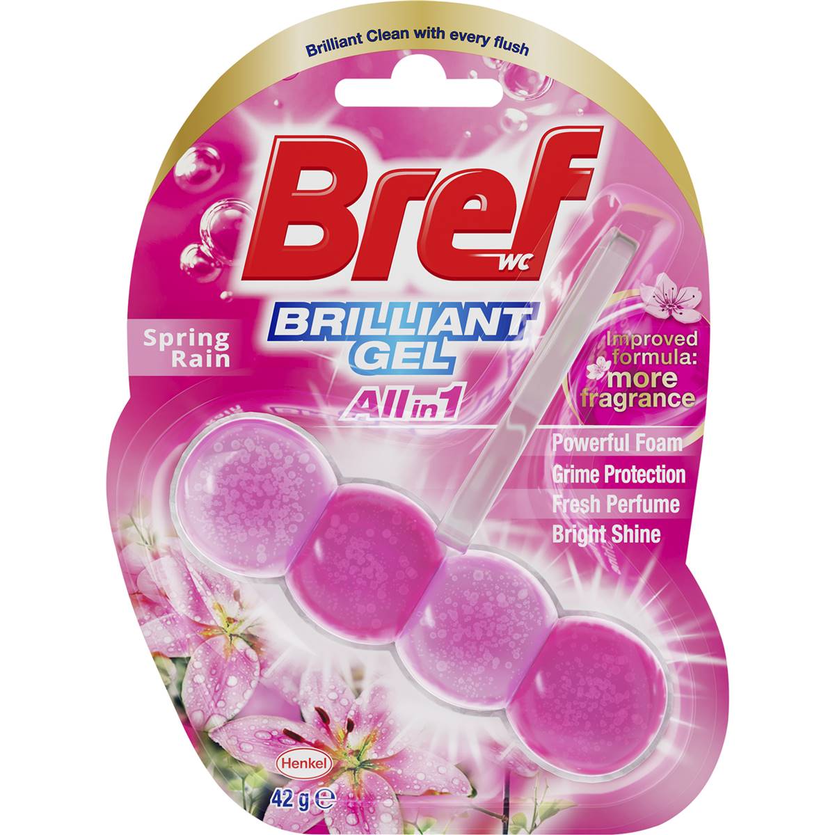 Bref Brilliant Gel Spring Rain Toilet Cleaner Block 42g