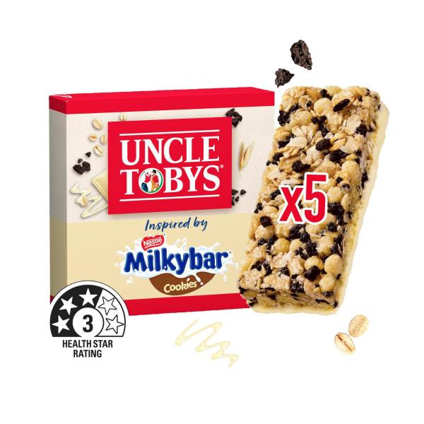 UNCLE TOBYS MUESLI BAR MILKYBAR COOKIES 145G