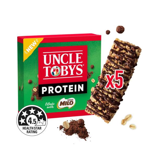 UNCLE TOBYS MUESLI BAR PROTEIN MILO 175G