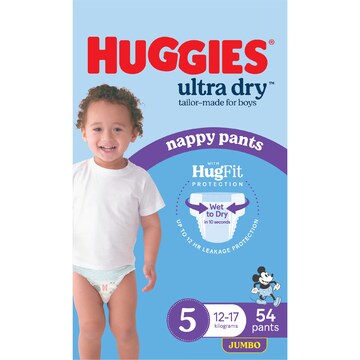 Huggies Ultra Dry Nappy Pants Boys Size 5 (12-17kg) 54 pack