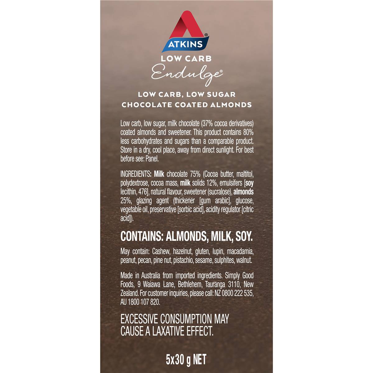 Atkins Endulge Chocolate Coated Almonds 5 Pack