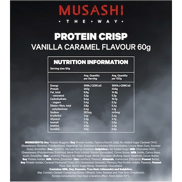 Musashi Crisp Protein Bar Vanilla Caramel 60g