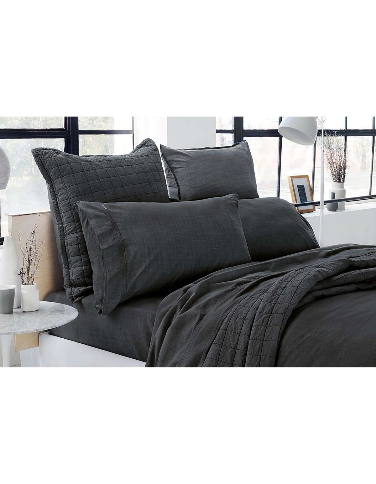 REILLY PILLOWCASE PAIR IN CARBON