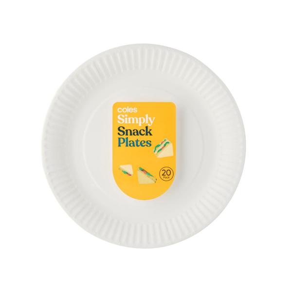COLES SIMPLY PAPER SNACK PLATES 20PACK