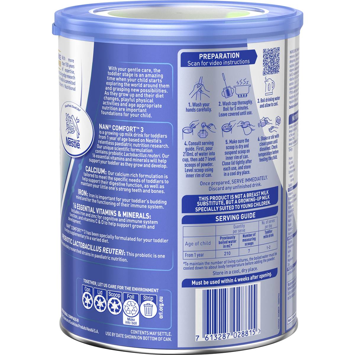 Nestle NAN COMFORT 3 Toddler 1+ Milk Drink Powder 800g