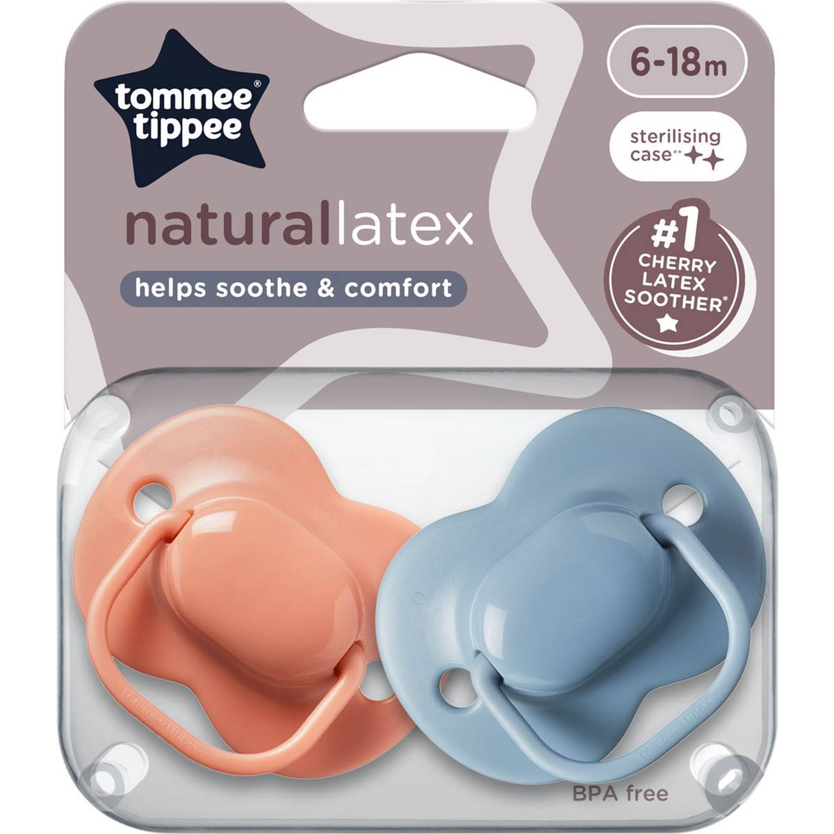 Tommee Tippee No.1 Cherry Latex Soother 6-18 Months 2 Pack