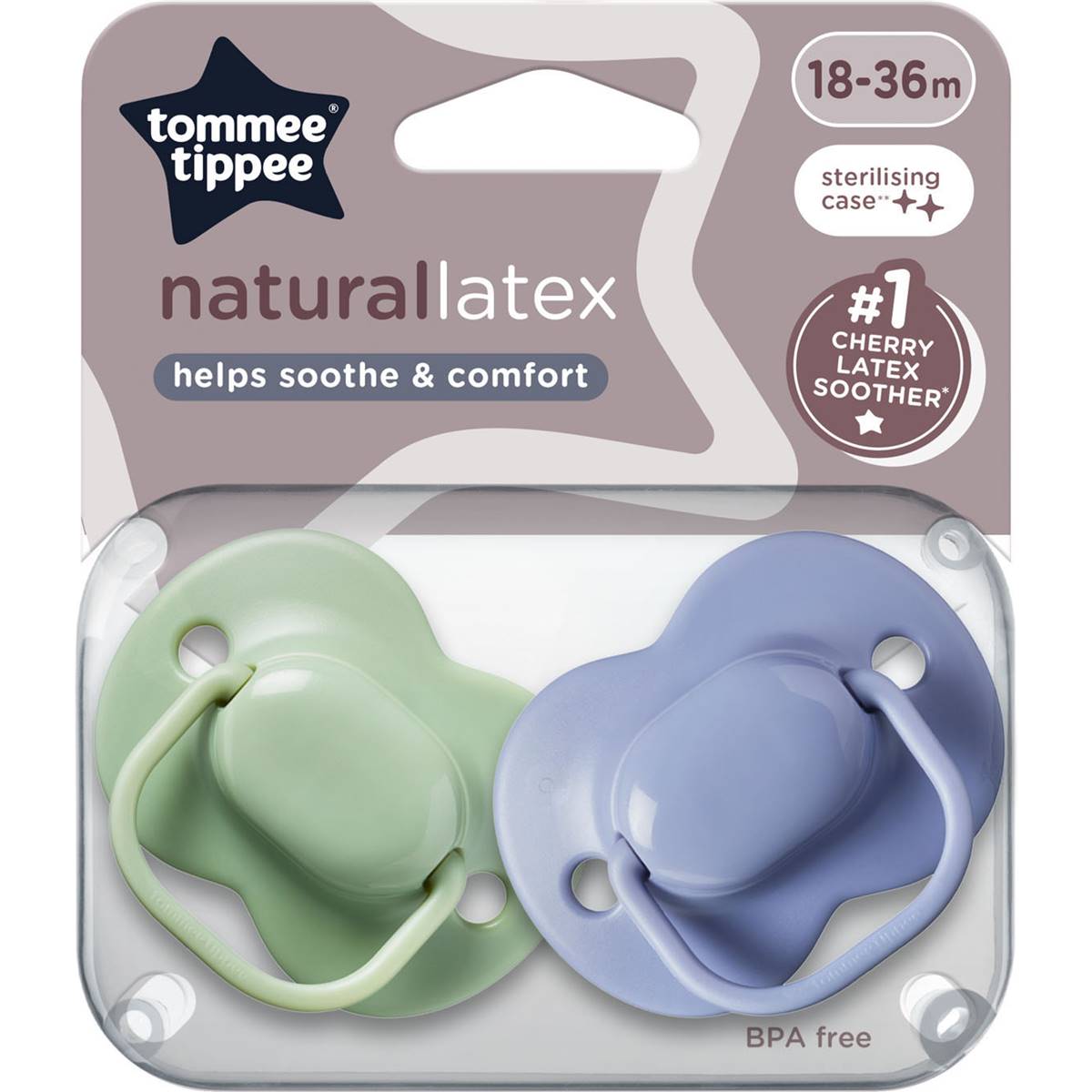 Tommee Tippee No.1 Cherry Latex Soother 18-36 Months 2 Pack
