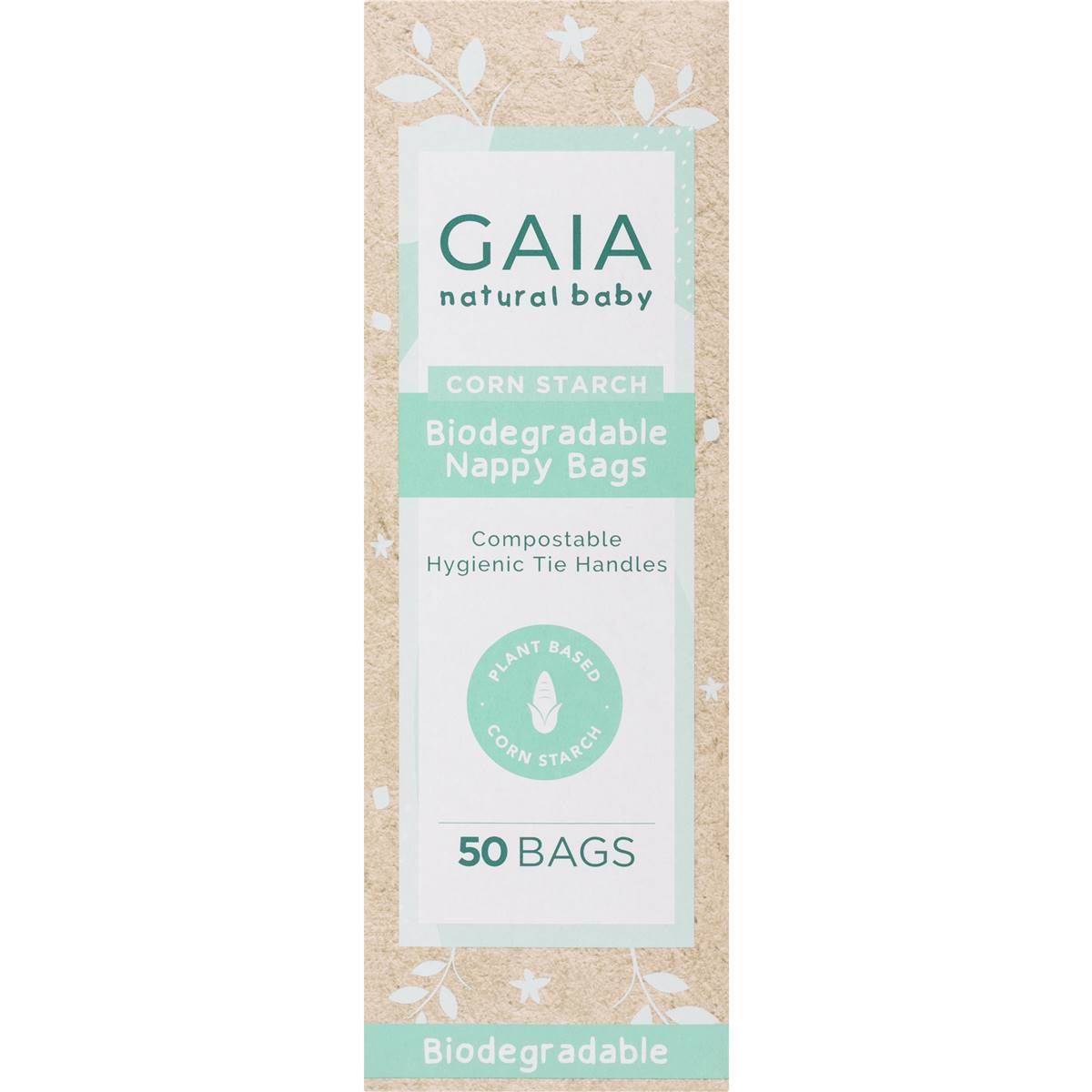 Gaia Natural Baby Biodegradable Nappy Bags 50 Pack