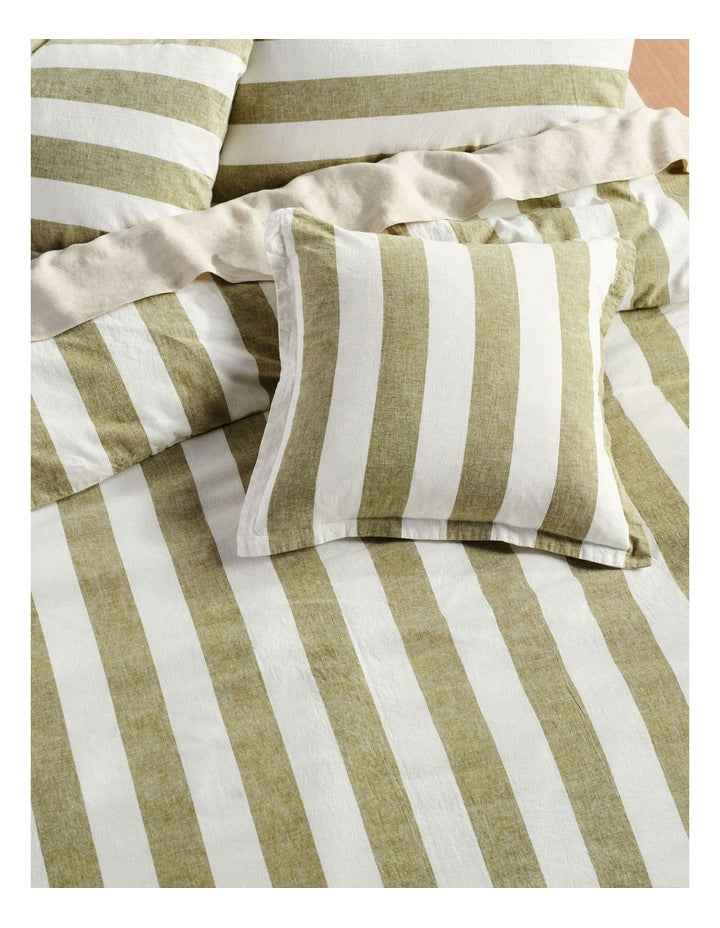 Vintage Stripe Cushion 48x48cm in Pesto