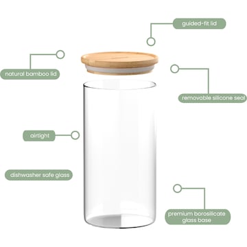 Decor Bamboo & Glass Canisters 1.5L each