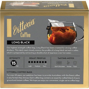 Vittoria Coffee Bags Long Black 20 pack