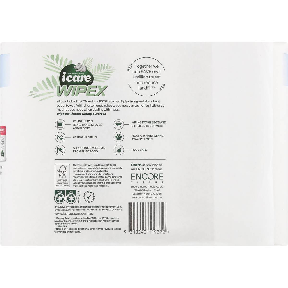 Icare Wipex Absorbent Recycled Pick a Size Paper Towel 3 Pack