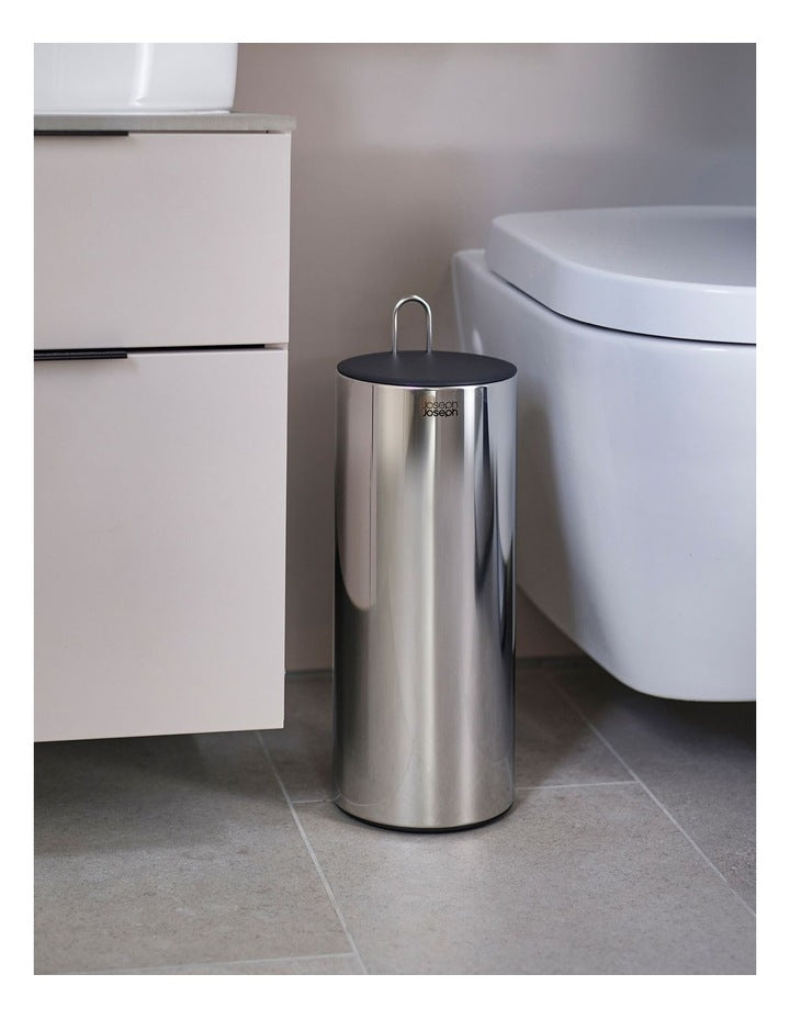 Easy Store Luxe Concealed Toilet Roll Holder in Stainless Steel/Dark