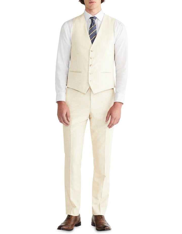 Slim Sharkskin Plain Suit Vest in Ecru