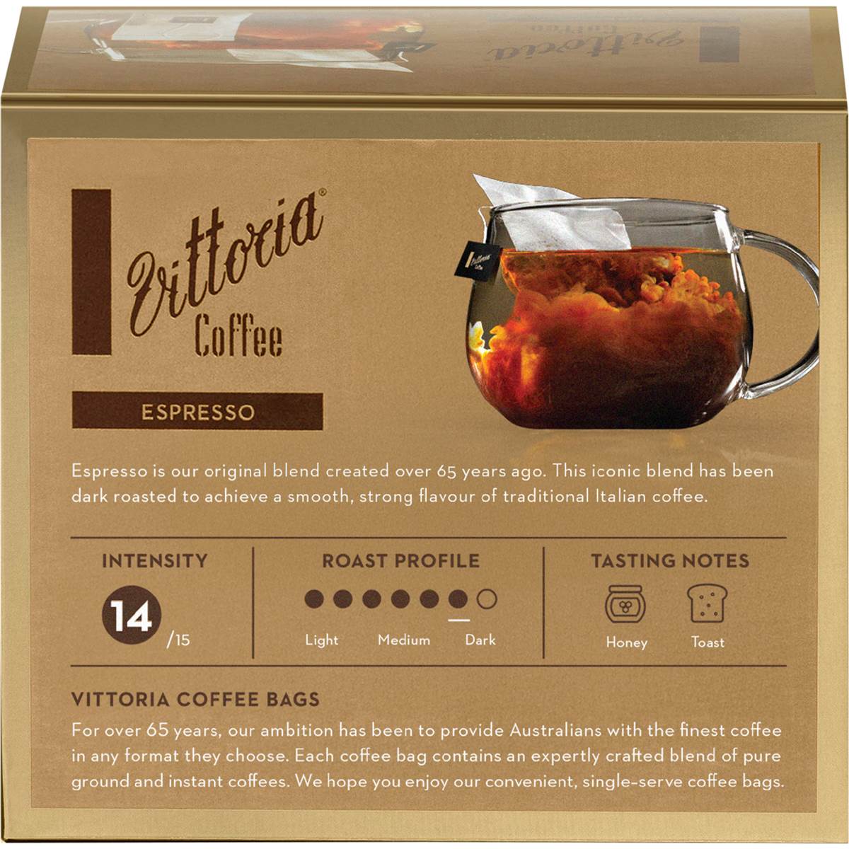 Vittoria Coffee Bags Espresso 20 Pack