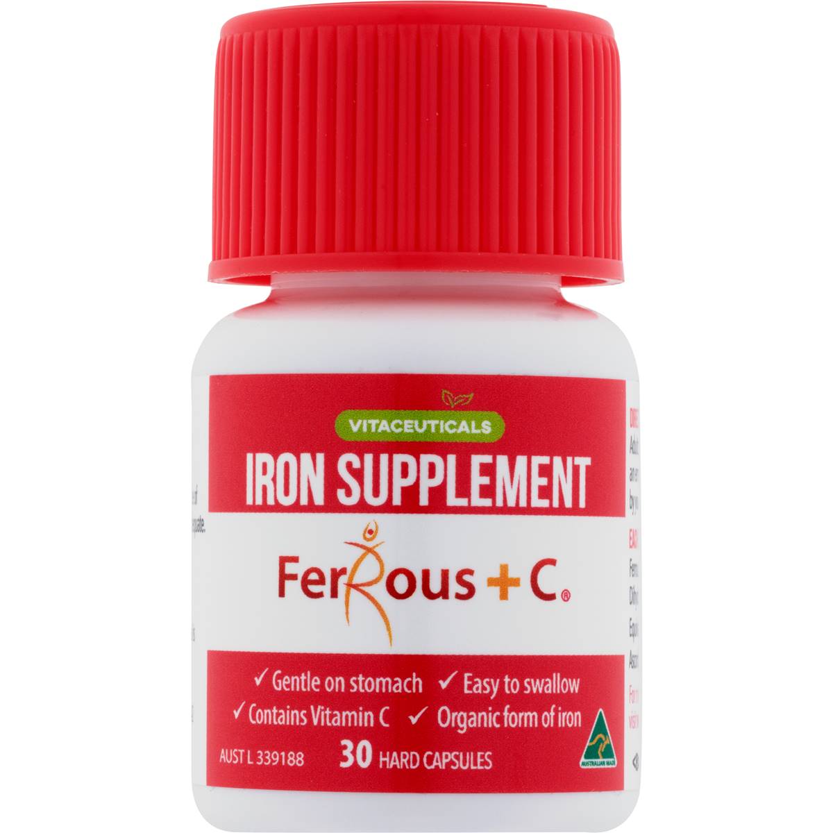 Vitaceuticals Iron Supplement Ferrous + c Hard Capsules 30 Pack