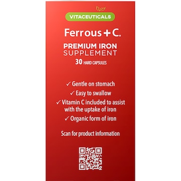 Vitaceuticals Iron Supplement Ferrous + C Hard Capsules 30 pack