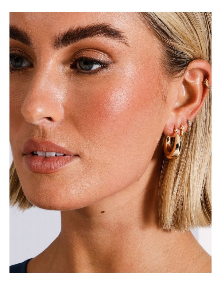 Stainless Steel Hoop Earring in Gold