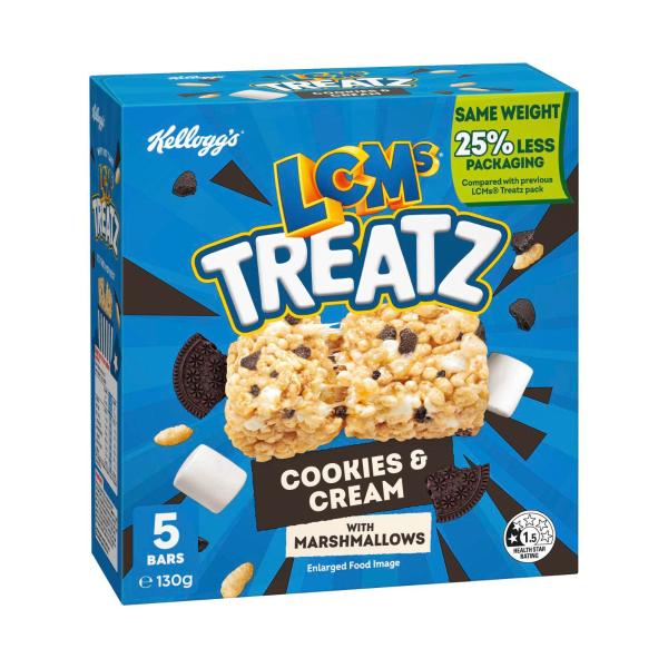 KELLOGG'S LCMS TREATZ COOKIES & CREAM BARS 130G