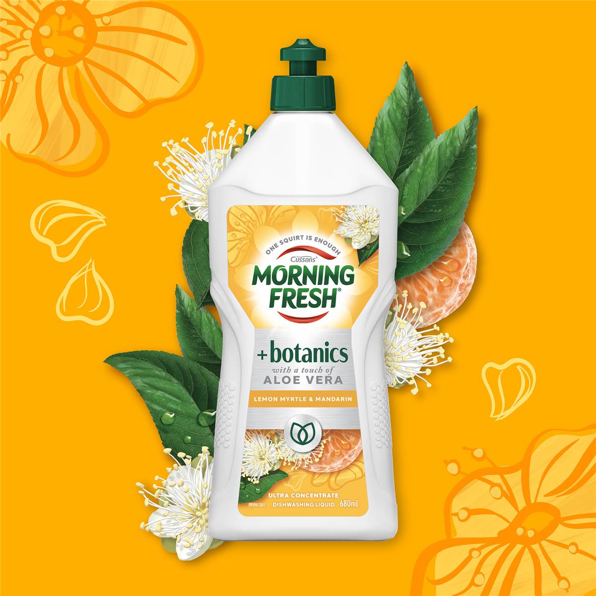 Morning Fresh Botanicals Dishwashing Liquid Lemon Myrtle & Mandarin 680ml
