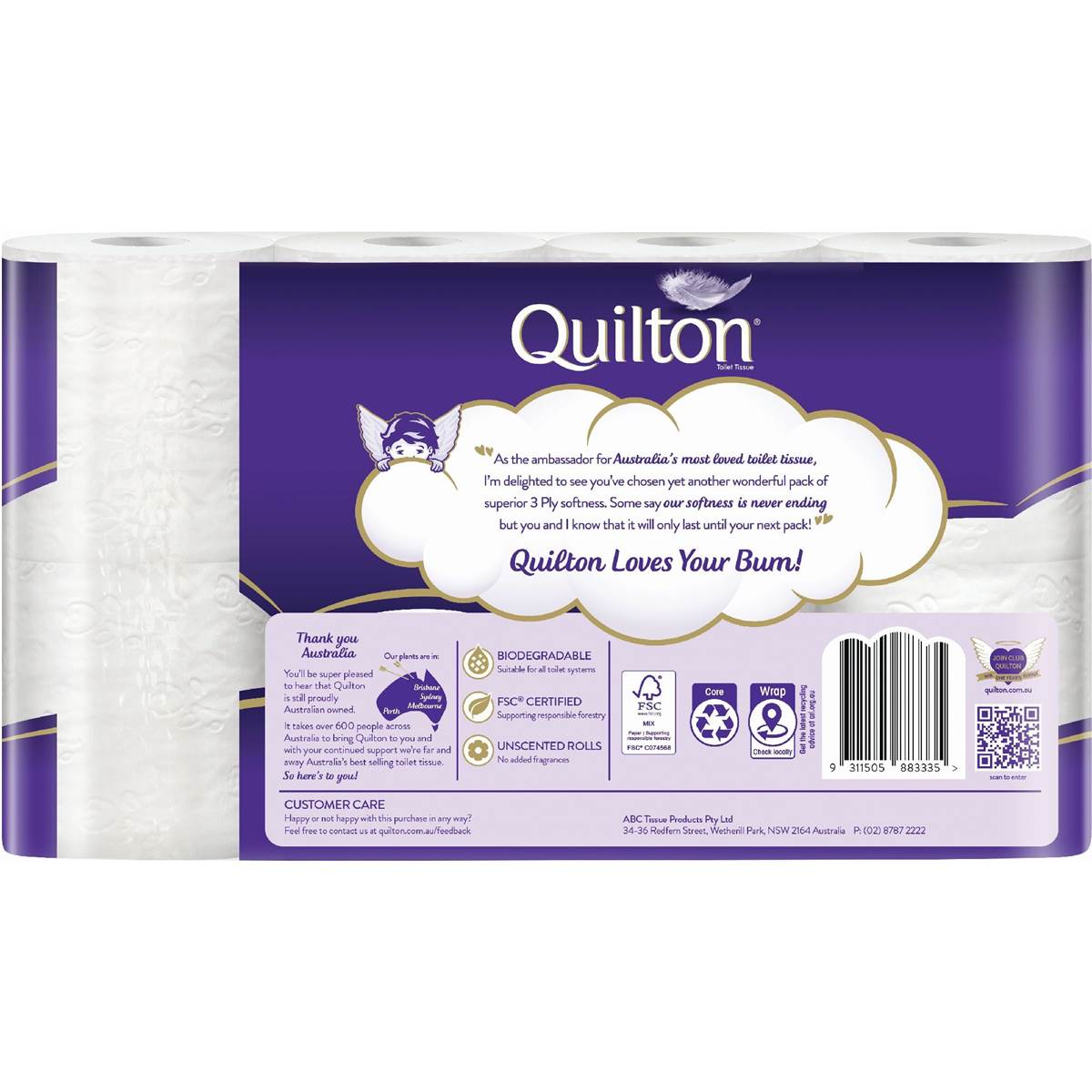 Quilton Classic Toilet Tissue 3 Ply 8 Pack