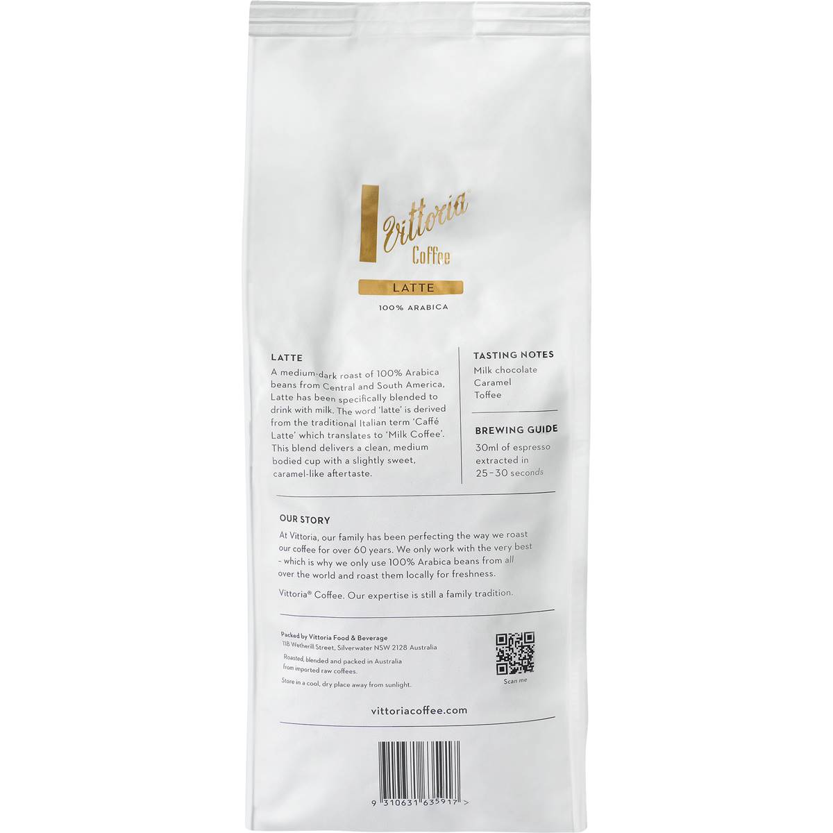 Vittoria Latte Coffee Beans 1kg