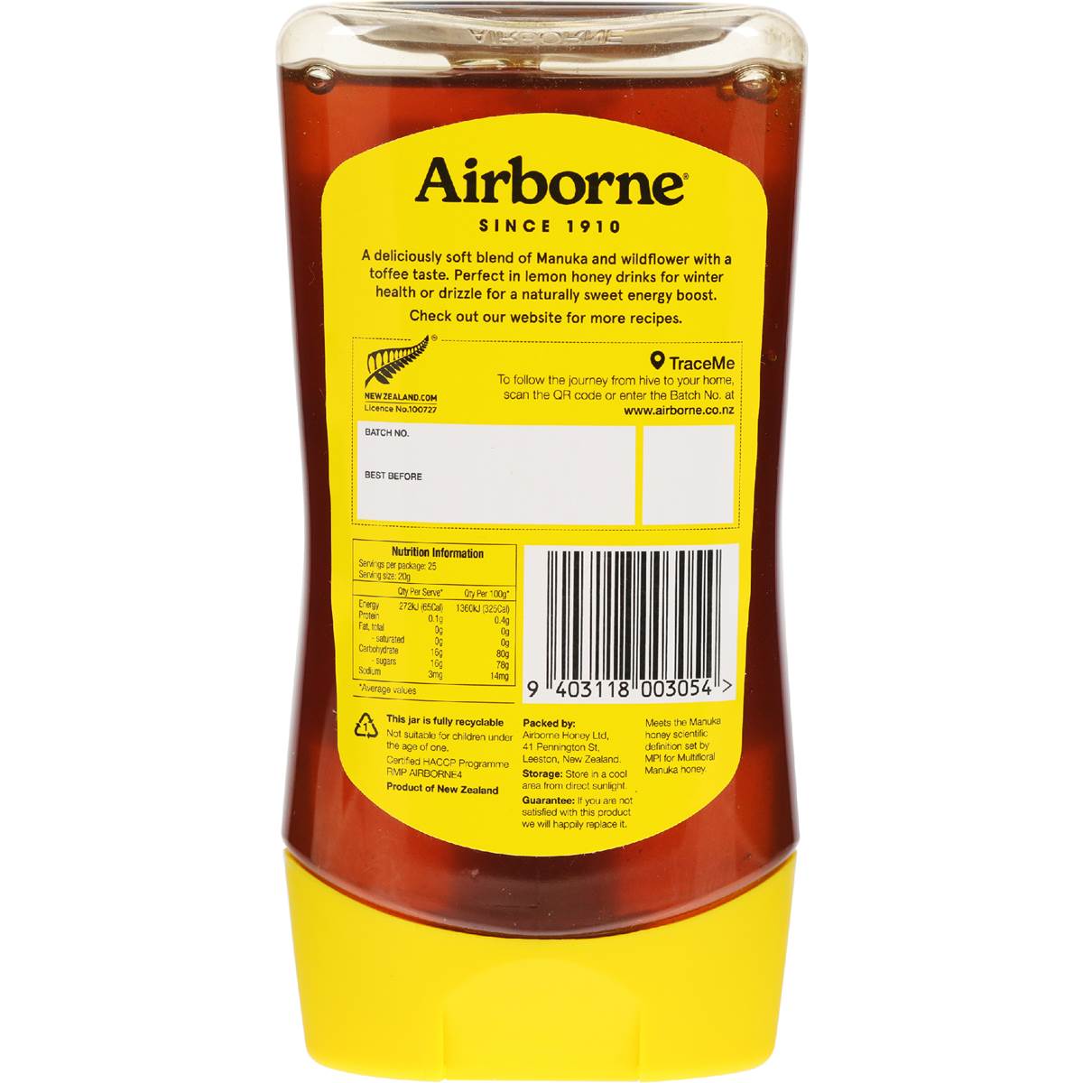 Airborne Manuka Honey Upside Down 500g