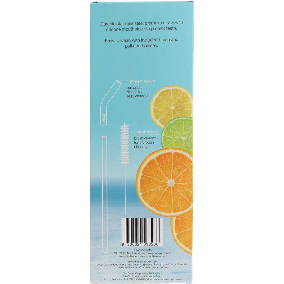 Decor Reusable Stainless Steel Straws 4 pack