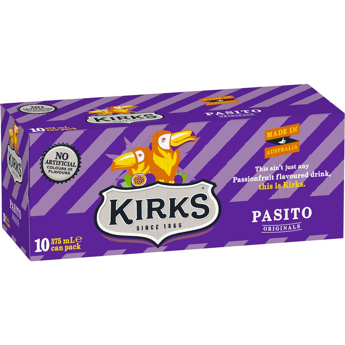 Kirks Pasito Soft Drink Multipack Cans 375ml x10 Pack