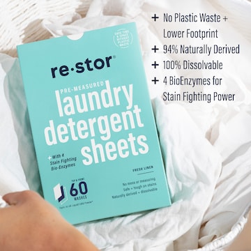 Restor Concentrated Laundry Detergent Sheets Fresh Linen 60 pack