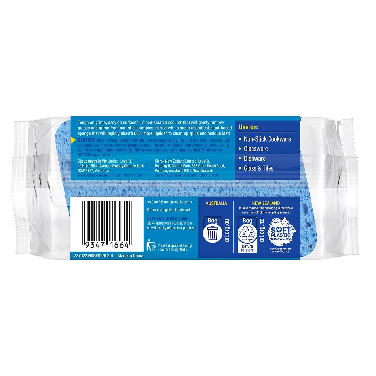 Chux Non Scratch Scourer Sponge 2 Pack