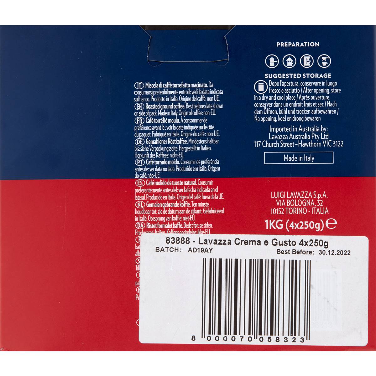 Lavazza Crema e Gusto Ground Coffee 1kg