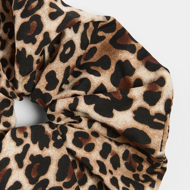 Oversized Ocelot Leopard Satin Scrunchie