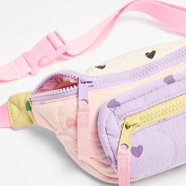 Kids Colour Block Quilted Heart Bumbag