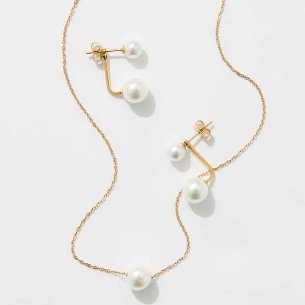 Waterproof 2 Pack Faux Pearl Bead Jewellery Set