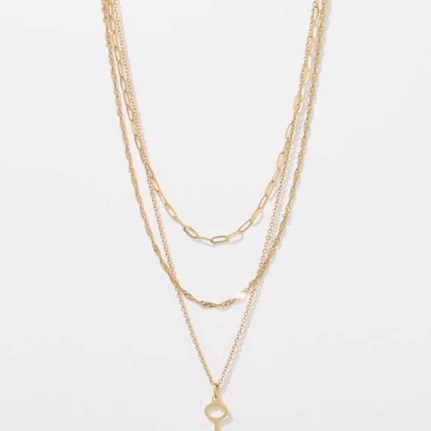 Waterproof 3 Pack Key Charm Necklace Set