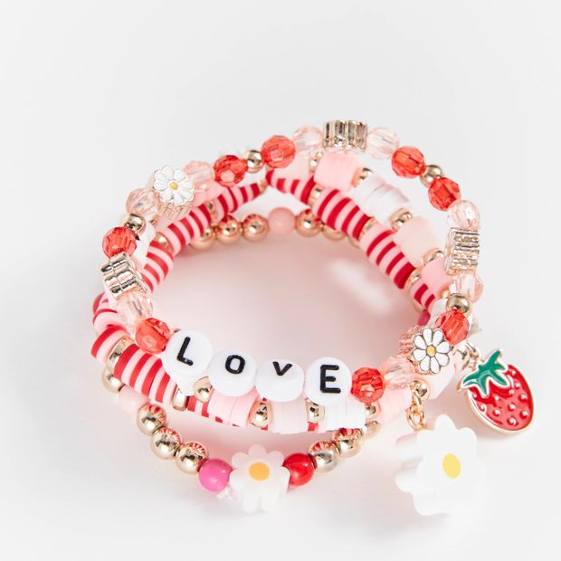 Kids Strawberry Charm Bracelet Set