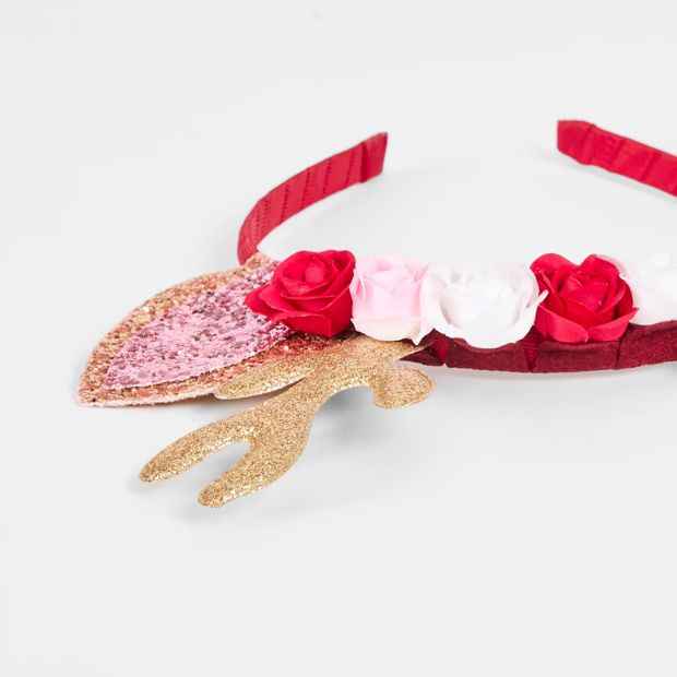 Kids Christmas Floral Antler Headband