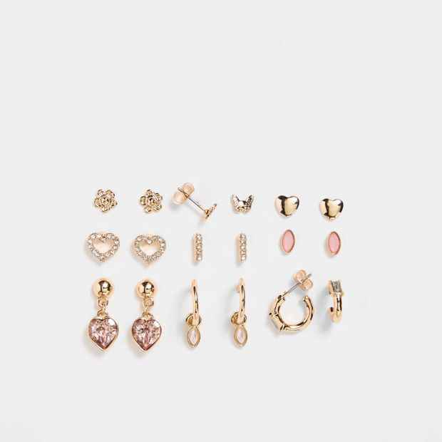9 Pack Pretty Peach Stud Earrings
