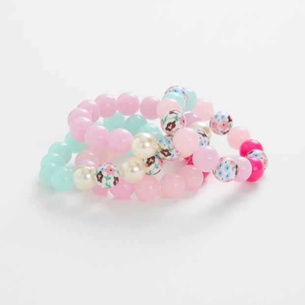 Kids 4 Pack Floral Print Stretch Bracelets